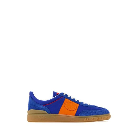 Valentino Garavani Men Electric Blue Suede And Fabric Upvillage Sneakers